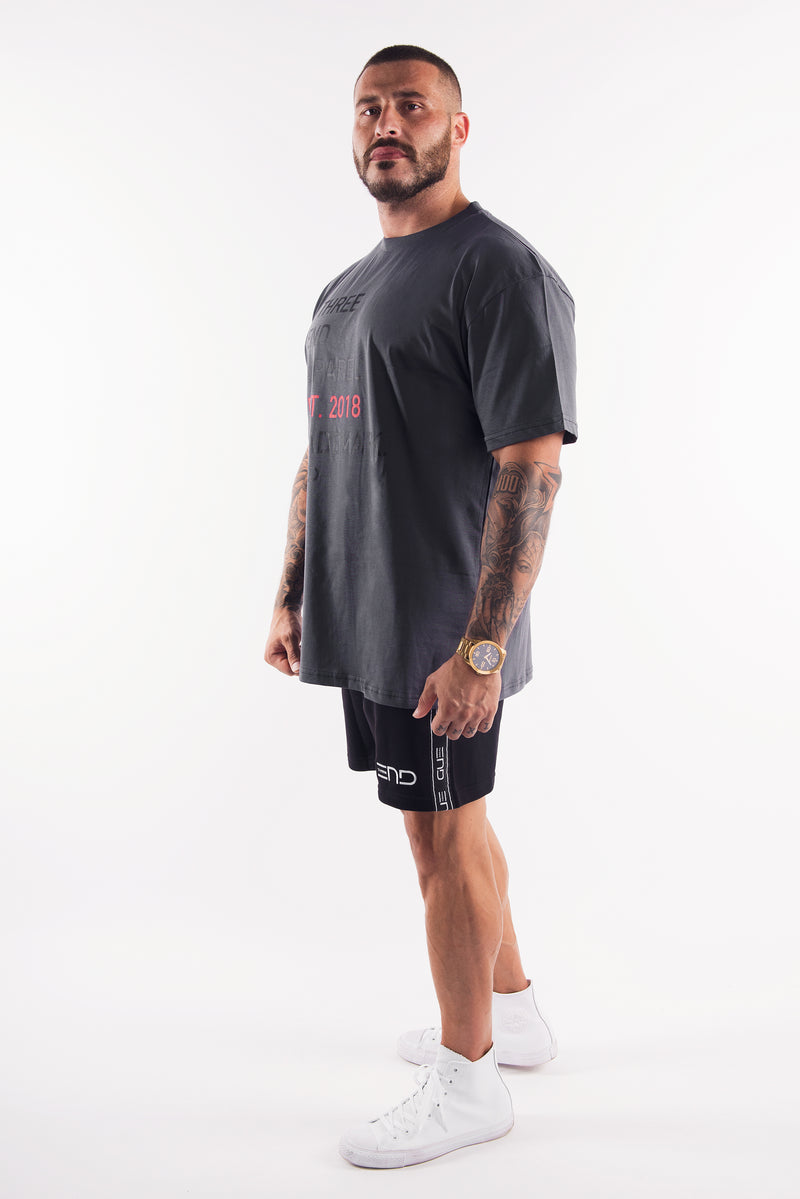 THE BODY BUILDER OVERSIZED TEE - CHARCOAL