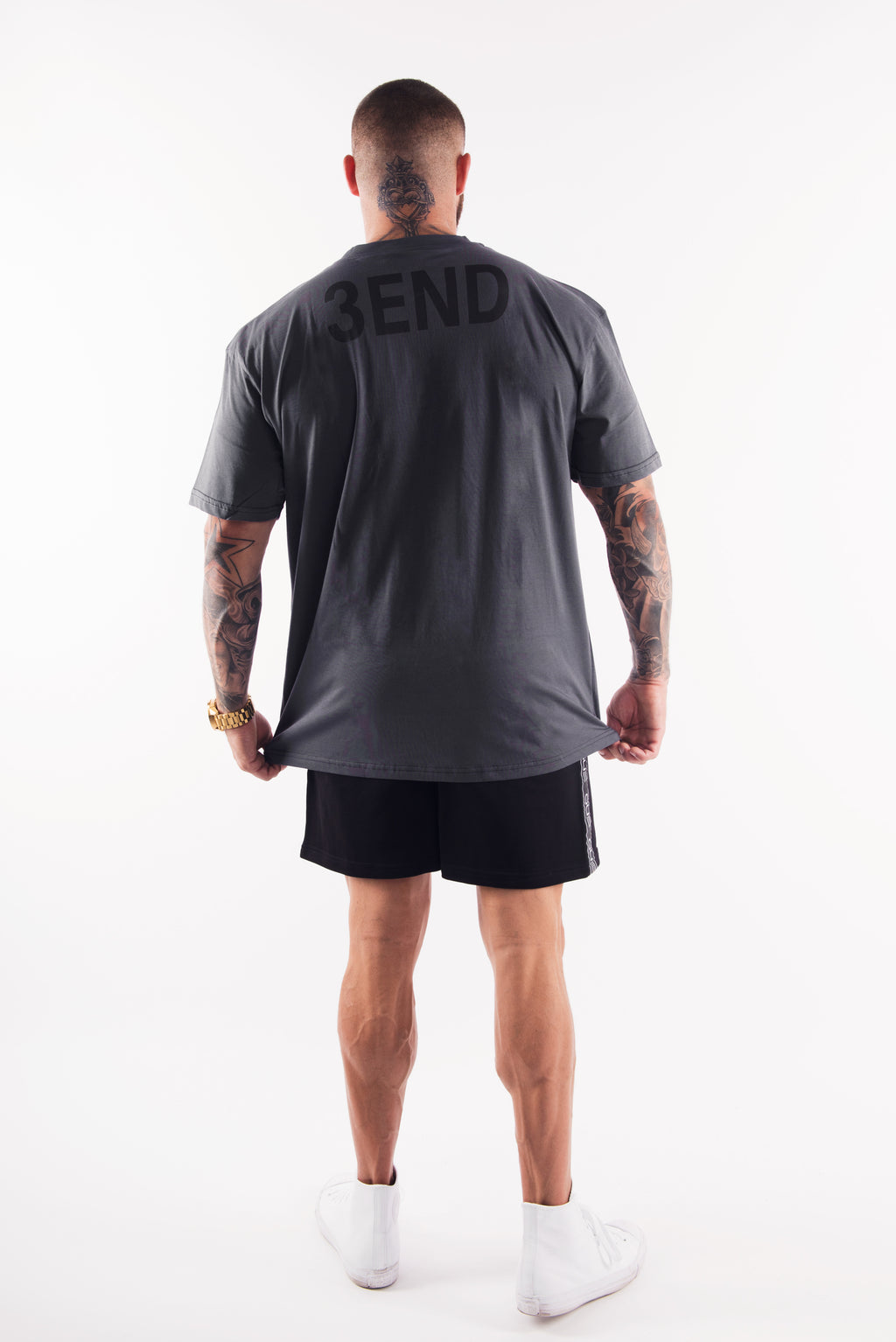 THE BODY BUILDER OVERSIZED TEE - CHARCOAL